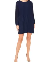 Halogen (r) Plissé Long Sleeve Dress In Classic Navy