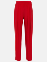 Norma Kamali Low-rise Pleated Slim Pants In Red