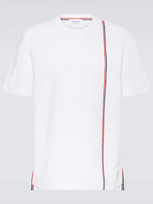 Thom Browne Rwb Stripe Cotton Jersey T-shirt In White