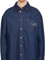 Valentino Logo-appliqué Denim Shirt In Blue