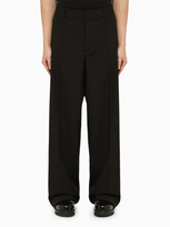 Valentino Wide-leg Gabardine Trousers In Black