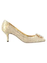 Dolce & Gabbana Taormina Lace Decollete Shoes In Yellow & Orange