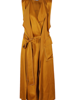 Victoria Beckham Womens Ginger Trench V-neck Woven Midi Dress In Gold