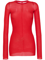 Rick Owens Long-sleeve Ribbed T-shirt In Red