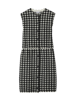 Burberry Houndstooth-pattern Sleeveless Minidress In Black Pattern