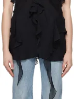 Khaite Piet Ruffled Silk Top In Black