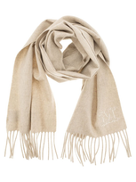 Max Mara Logo Embroidered Fringed Scarf In Beige