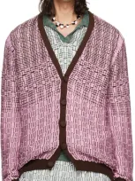 Isa Boulder Pink & Brown Mat Cardigan In Cherry