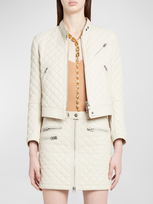 Tom Ford Quilted Leather Racer Jacket In Nude