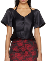 Ganni Black Halterneck Blouse In Nero