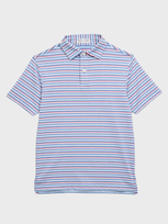 Peter Millar Boys' Oakland Stripe Performance Jersey Polo Shirt - Big Kid In Infinity