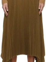 Joseph Womens Khaki Ade Pleated Wool-blend Midi Skirt