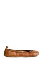 Yosi Samra Samara Foldable Ballet Flat In Brown Croco