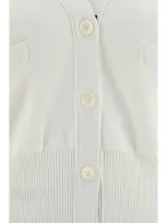 Thom Browne Cable-knit Sleeveless Cardigan In White