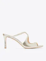 Jimmy Choo Anise 75 Glitter Leather Mules In Metallic