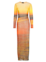 Louisa Ballou High Tide Mesh Maxi Dress In Painted Sunset