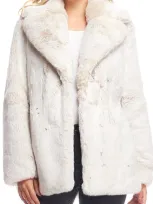 Donna Salyers Fabulous-furs Notch Collar Faux Fur Coat In Pearl