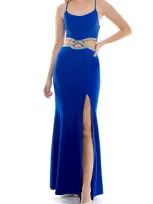 Speechless Rhinestone Trim Cutout Mermaid Gown In New Cobalt