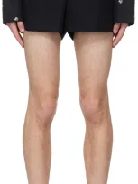 Rier Black Drawstring Shorts In Black Waxed