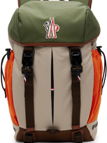 Moncler Gray & Khaki Patch Backpack In Multi