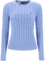 Polo Ralph Lauren Cable-knit Cotton Crewneck Sweater In Blue