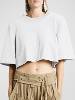 Isabel Marant Zaely Strong-shoulder Short-sleeve Crop T-shirt In White