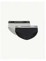 Emporio Armani Pack Of Two Slim-fit Stretch-cotton Briefs In Grey