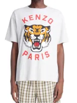 Kenzo White  Paris Lucky Tiger T-shirt In Off White