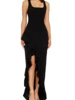 Dress The Population Women's Charlene Ruffled High-low Gown In Black