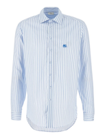 Etro Pegaso Embroidered Striped Shirt In Clear Blue