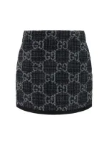 Gucci Womens Dark Grey Grey Monogram-pattern Wool And Cotton-blend Mini Skirt In Multicolor