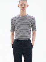 Filippa K Striped Rib Tee In Brown