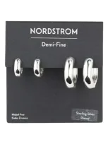 Nordstrom Demi Fine Set Of 2 Huggie Hoop Earrings In Sterling Silver Plated