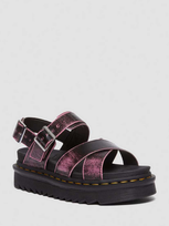 Dr. Martens' Voss Ii Distressed Leather Platform Sandals In Rosa/schwarz