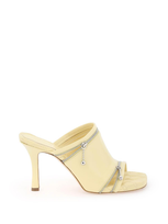 Burberry Glossy Leather Peep Mules In Yellow