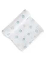 Pehr Kids' Celestial Organic Cotton Swaddle In Luna Dusk