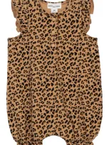 Miles The Label Babies' Animal Print Organic Cotton Bubble Romper In Camel