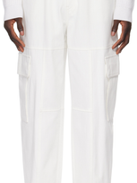 Solid Homme White Balloon Denim Cargo Pants In 813w White