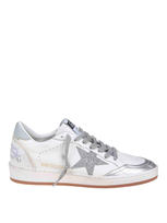 Golden Goose Ballstar In White And Silver Leather