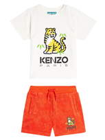 Kenzo Baby Tiger Jersey T-shirt And Shorts Set In Red