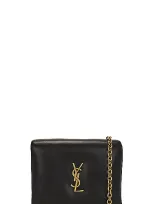 Saint Laurent Calypso Card Case On Chain Bag In Noir