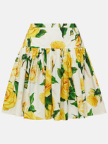 Dolce & Gabbana Pleated Floral-print Cotton-poplin Mini Skirt In Multicolor