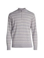 Peter Millar Crown Eastham Striped Quarter Zip Sweater In British Grey