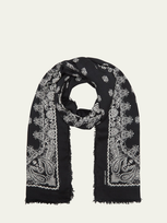 Saint Laurent Paisley Cashmere-blend Bandana Scarf In Black