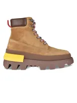 Moncler Mon Corp Suede Hiking Boots In Camel