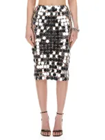 Rabanne Sequin Midi Skirt In Metallic