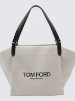 Tom Ford Small Canvas Tote Bag In White