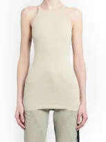 Rick Owens Round-neck Cotton Tank Top In Yellow