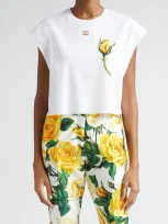 Dolce & Gabbana Cropped-oberteil Mit Rosenapplikation In White