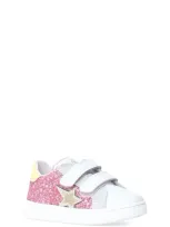 Naturino Kids' Pinn Sneaker In White-fuchsia-paglia